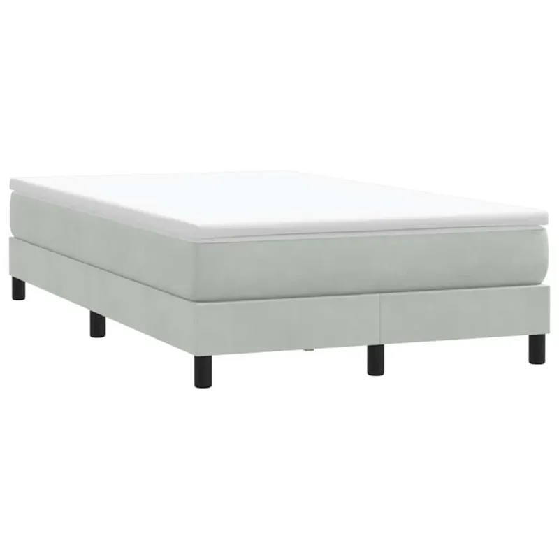 Box Spring Lova be čiužinio Šviesiai pilka 120x210 cm aksomas