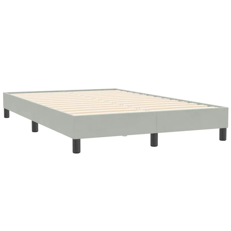 Box Spring Lova be čiužinio Šviesiai pilka 120x210 cm aksomas