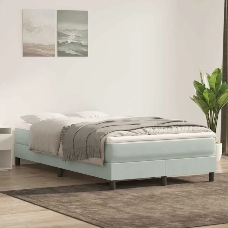 Box Spring Lova be čiužinio Šviesiai pilka 120x210 cm aksomas