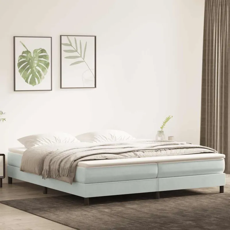 Box Spring Lova be čiužinio Šviesiai pilka 200x210 cm aksomas