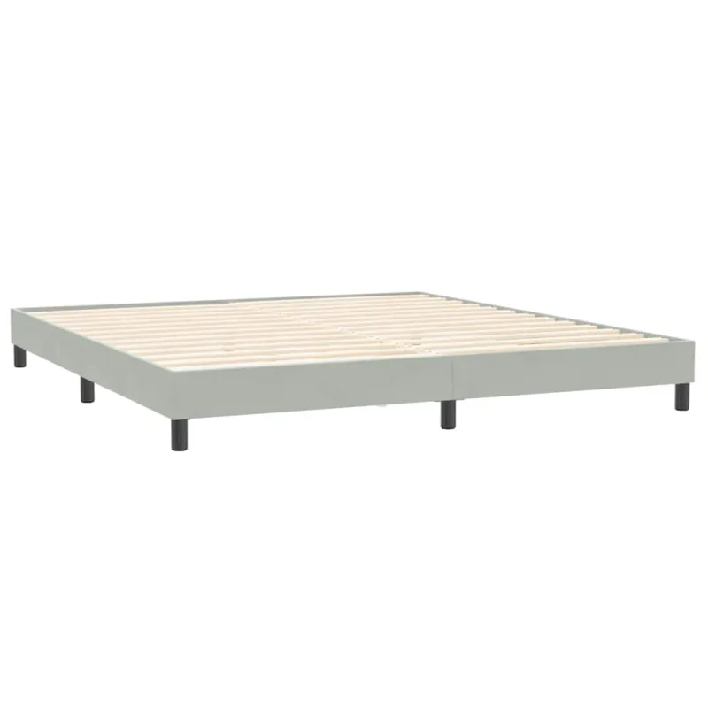 Box Spring Lova be čiužinio Šviesiai pilka 200x210 cm aksomas