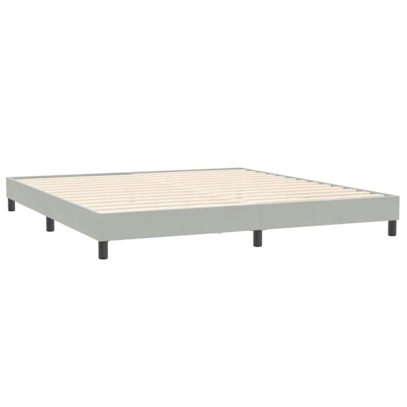 Box Spring Lova be čiužinio Šviesiai pilka 200x210 cm aksomas