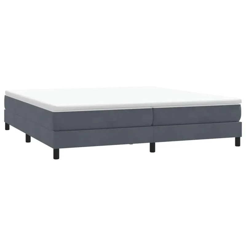Box Spring Lova be čiužinio Tamsiai pilka 200x210 cm aksomas