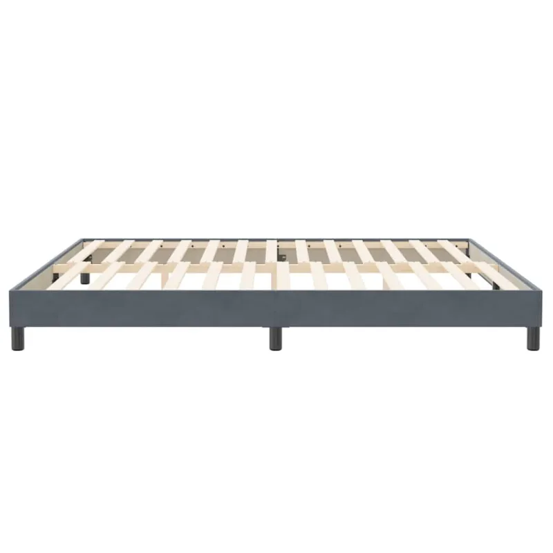 Box Spring Lova be čiužinio Tamsiai pilka 200x210 cm aksomas