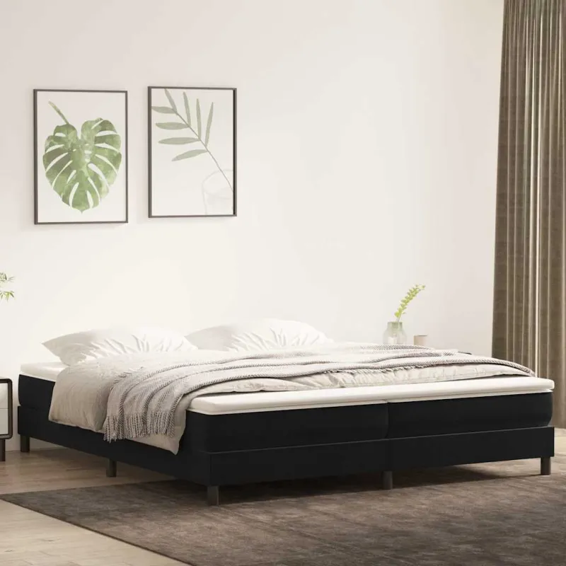 Box Spring Lova be čiužinio Juoda 200x210 cm aksomas