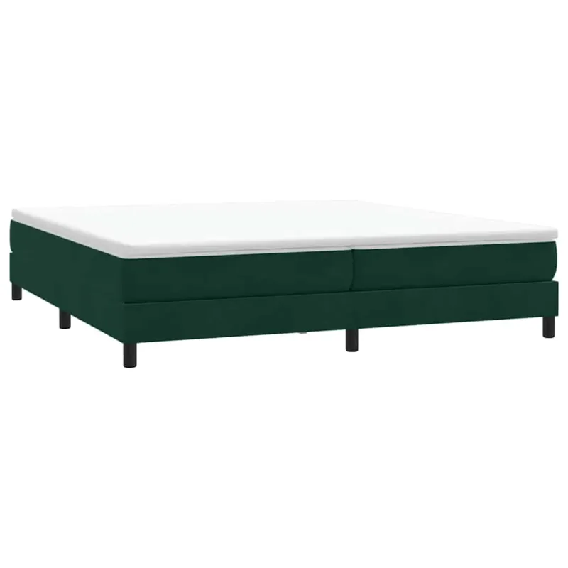 Box Spring Lova be čiužinio Tamsiai žalia 200x210 cm aksomas