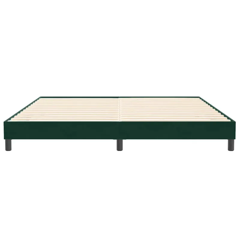 Box Spring Lova be čiužinio Tamsiai žalia 200x210 cm aksomas