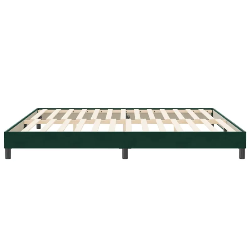 Box Spring Lova be čiužinio Tamsiai žalia 200x210 cm aksomas