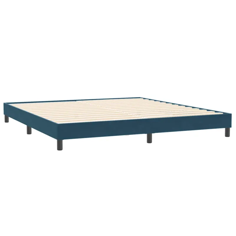 Box Spring Lova be čiužinio Tamsiai mėlyna 200x210 cm aksomas