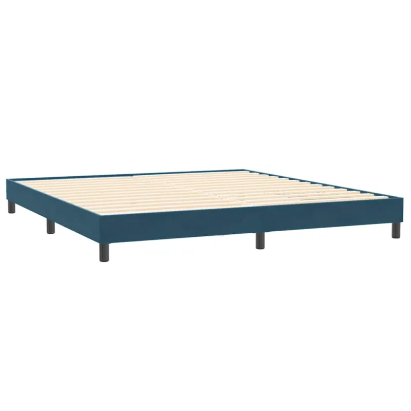 Box Spring Lova be čiužinio Tamsiai mėlyna 200x210 cm aksomas