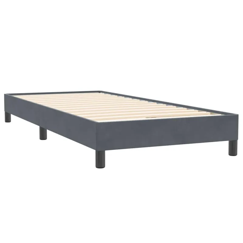 Box Spring Lova be čiužinio Tamsiai pilka 100x220 cm aksomas