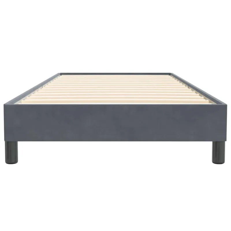 Box Spring Lova be čiužinio Tamsiai pilka 100x220 cm aksomas