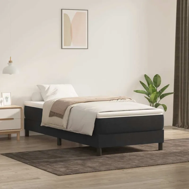 Box Spring Lova be čiužinio Juoda 100x220 cm aksomas