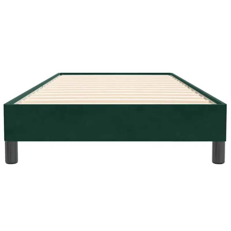 Box Spring Lova be čiužinio Tamsiai žalia 100x220 cm aksomas