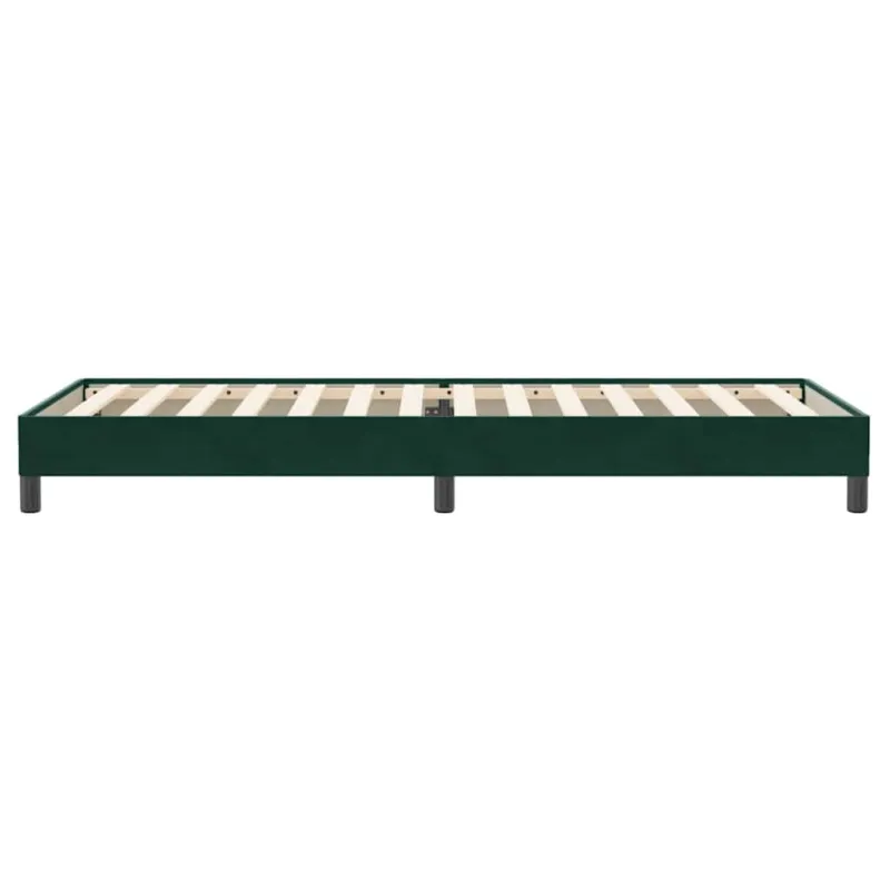 Box Spring Lova be čiužinio Tamsiai žalia 100x220 cm aksomas