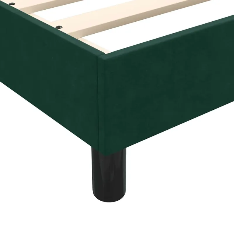 Box Spring Lova be čiužinio Tamsiai žalia 100x220 cm aksomas
