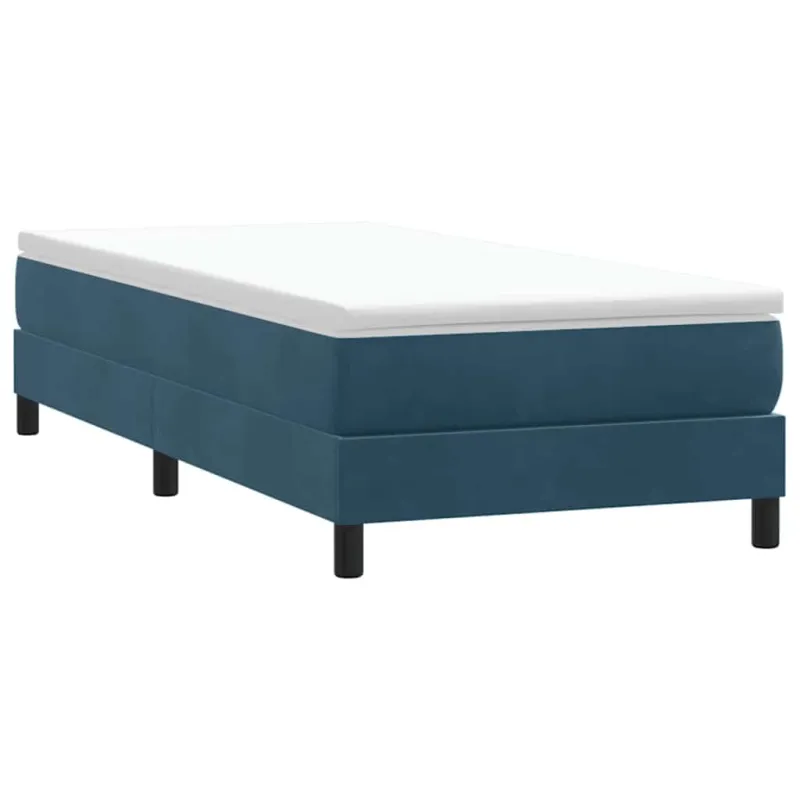 Box Spring Lova be čiužinio Tamsiai mėlyna 100x220 cm aksomas