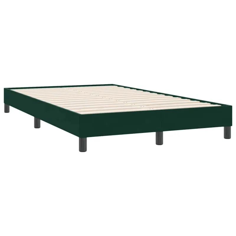 Box Spring Lova be čiužinio Tamsiai žalia 120x220 cm aksomas