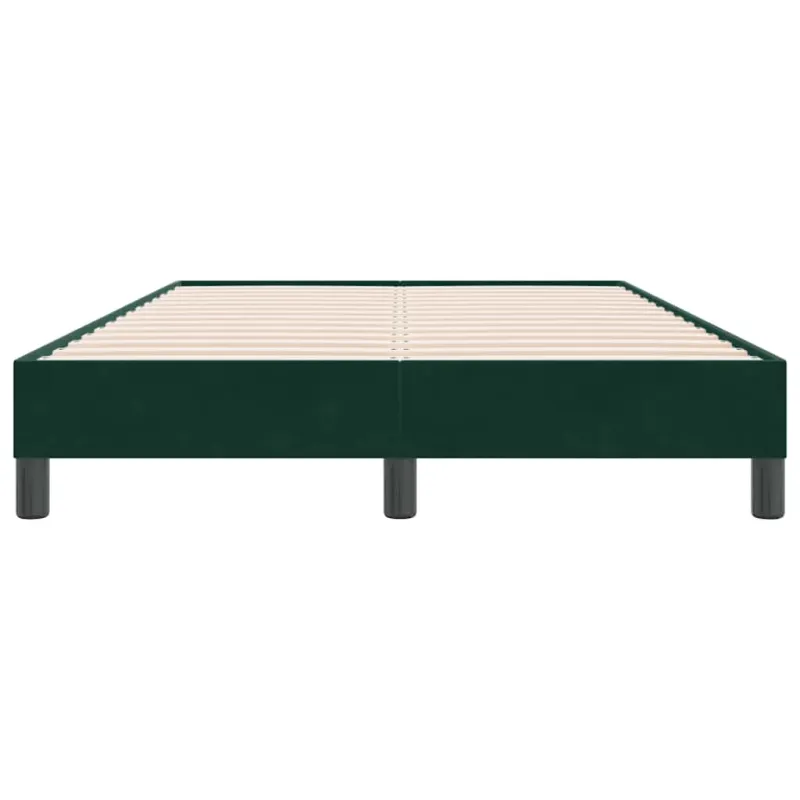 Box Spring Lova be čiužinio Tamsiai žalia 120x220 cm aksomas