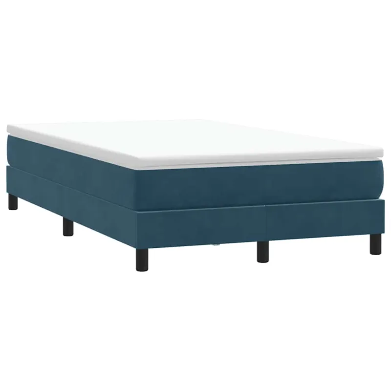 Box Spring Lova be čiužinio Tamsiai mėlyna 120x220 cm aksomas