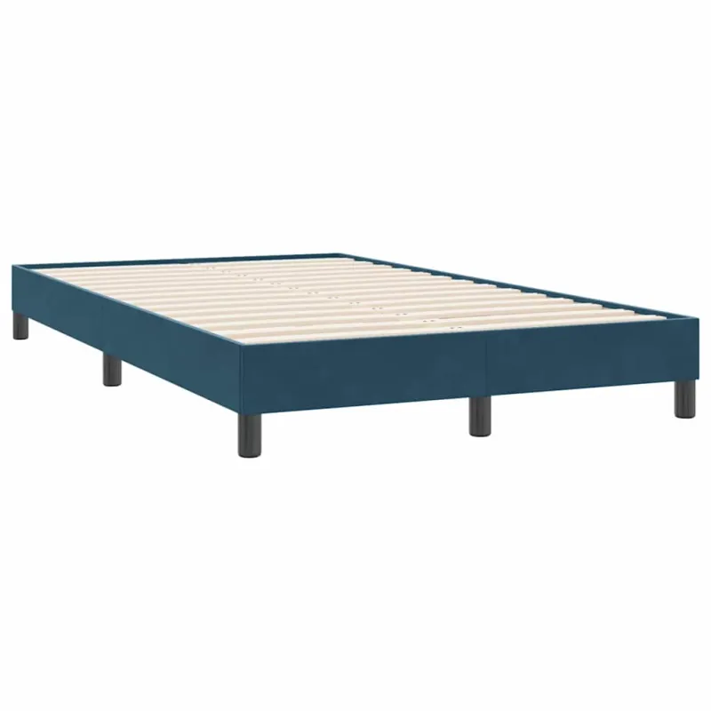 Box Spring Lova be čiužinio Tamsiai mėlyna 120x220 cm aksomas