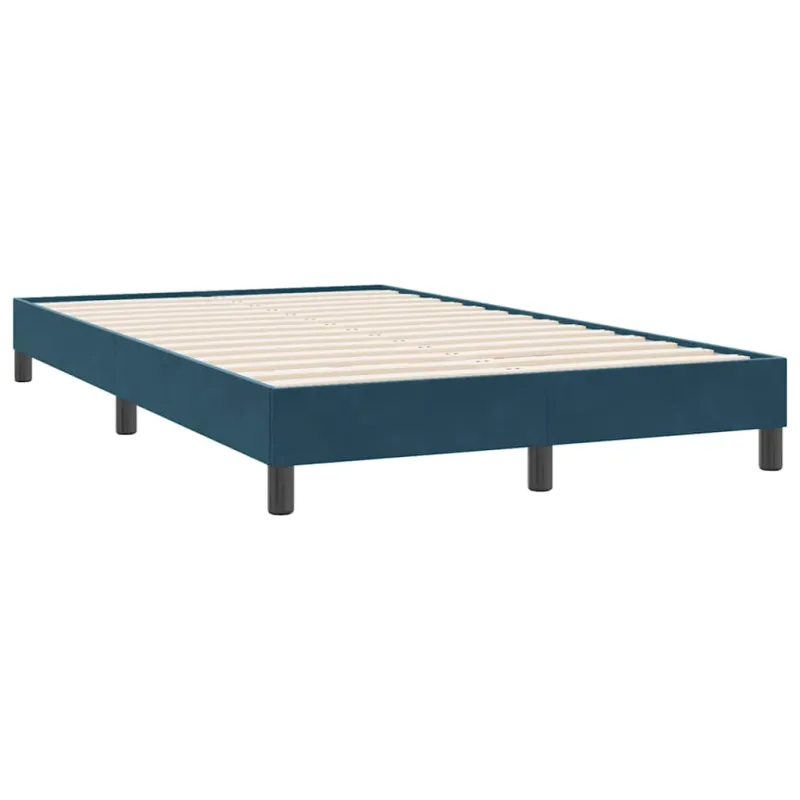 Box Spring Lova be čiužinio Tamsiai mėlyna 120x220 cm aksomas