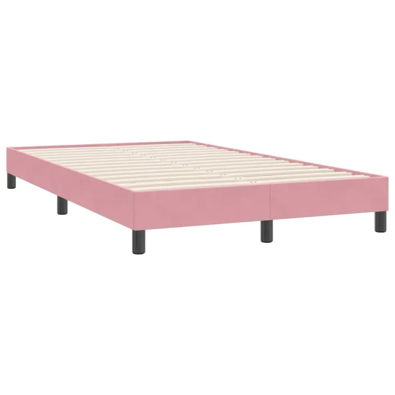 Box Spring Lova be čiužinio Rožinė 120x220 cm aksomas