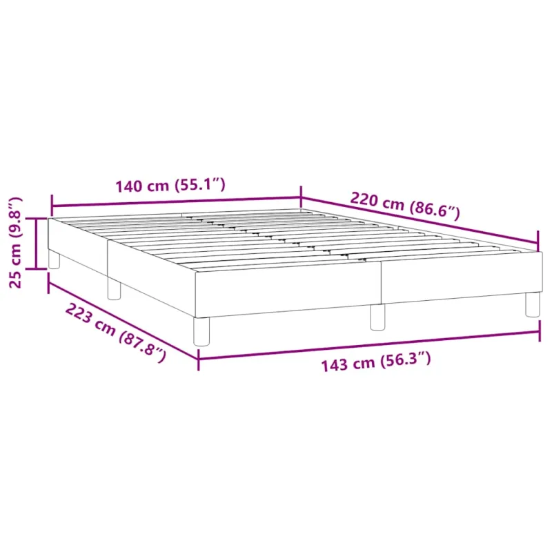 Box Spring Lova be čiužinio Šviesiai pilka 140x220 cm aksomas