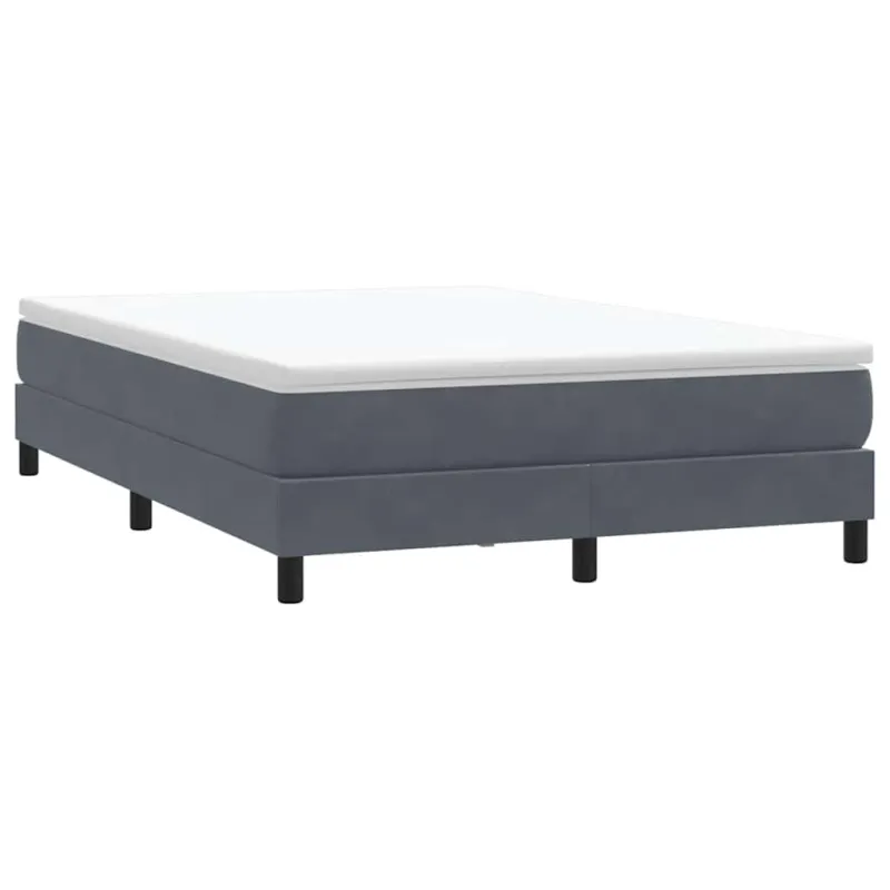 Box Spring Lova be čiužinio Tamsiai pilka 140x220 cm aksomas