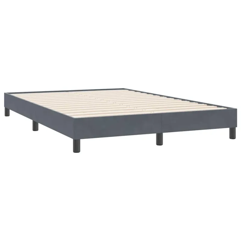 Box Spring Lova be čiužinio Tamsiai pilka 140x220 cm aksomas