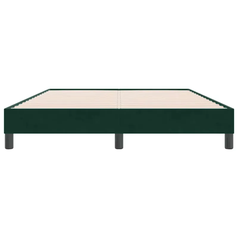 Box Spring Lova be čiužinio Tamsiai žalia 140x220 cm aksomas