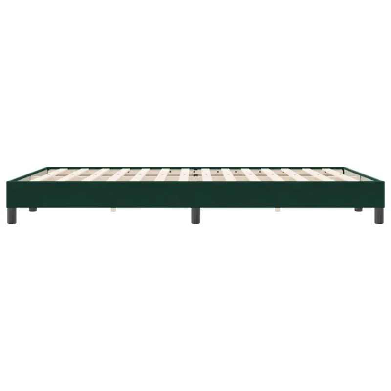 Box Spring Lova be čiužinio Tamsiai žalia 140x220 cm aksomas