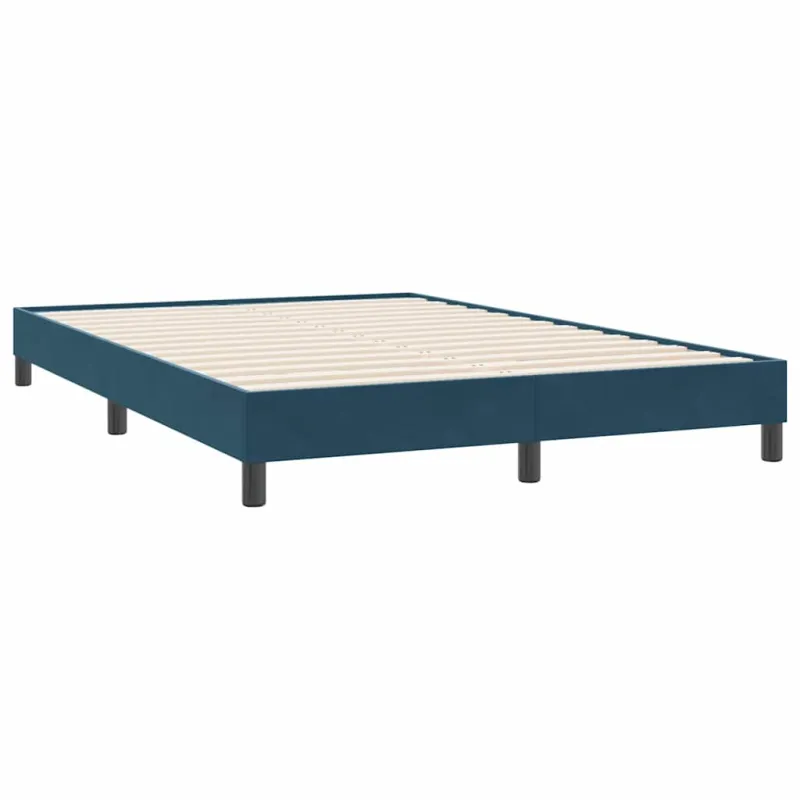 Box Spring Lova be čiužinio Tamsiai mėlyna 140x220 cm aksomas