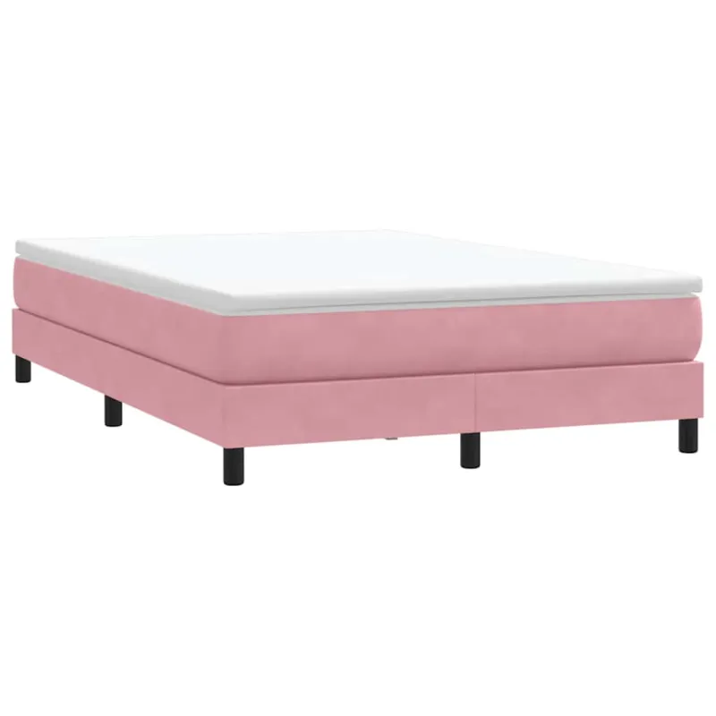Box Spring Lova be čiužinio Rožinė 140x220 cm aksomas