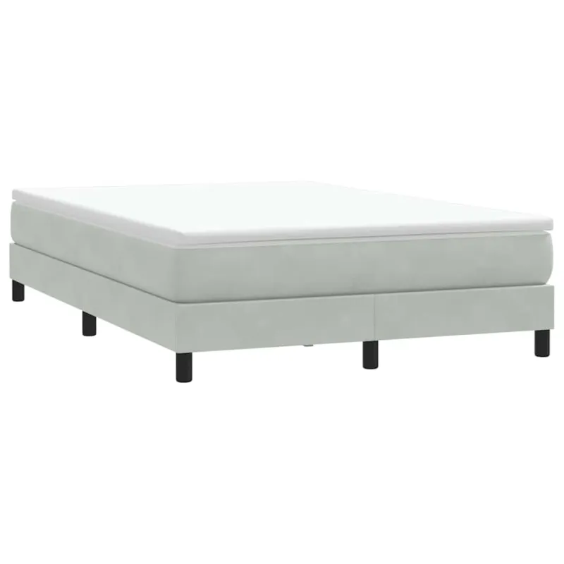 Box Spring Lova be čiužinio Šviesiai pilka 160x220 cm aksomas