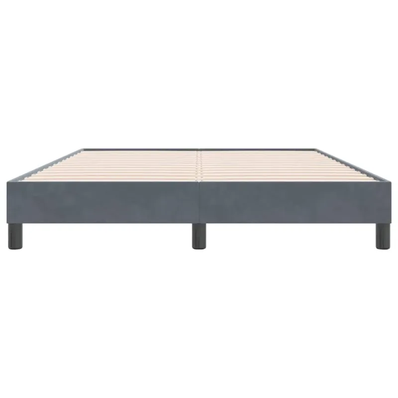 Box Spring Lova be čiužinio Tamsiai pilka 160x220 cm aksomas