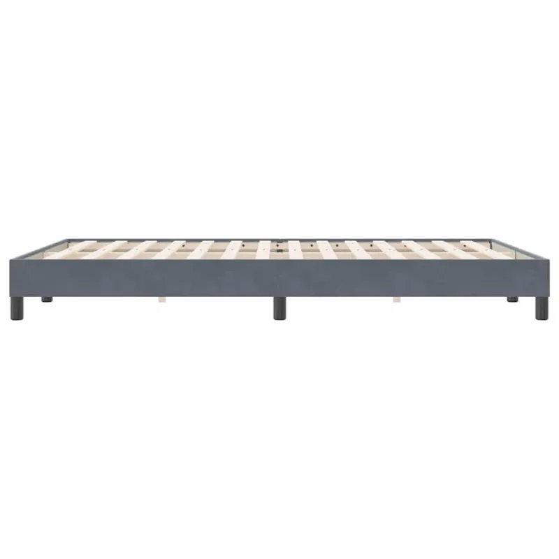 Box Spring Lova be čiužinio Tamsiai pilka 160x220 cm aksomas