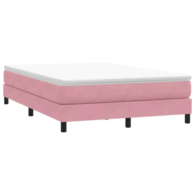Box Spring Lova be čiužinio Rožinė 160x220 cm aksomas