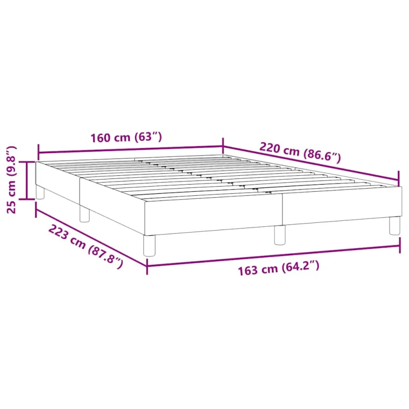 Box Spring Lova be čiužinio Rožinė 160x220 cm aksomas