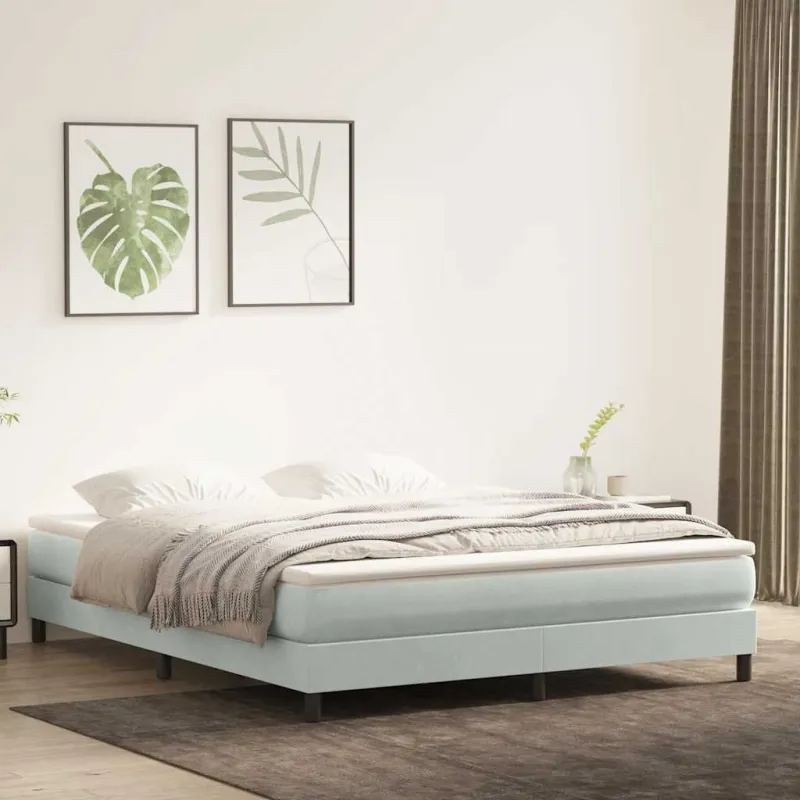 Box Spring Lova be čiužinio Šviesiai pilka 180x220 cm aksomas