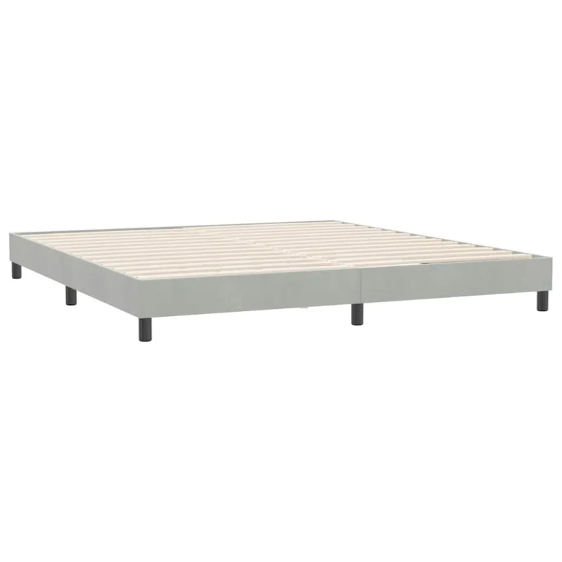 Box Spring Lova be čiužinio Šviesiai pilka 180x220 cm aksomas