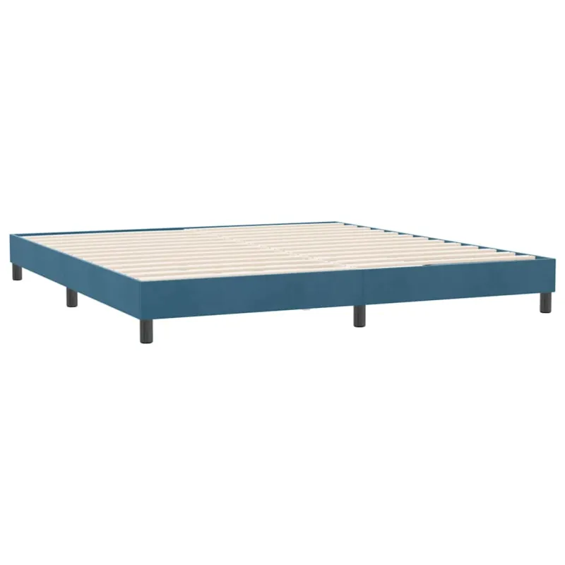Box Spring Lova be čiužinio Tamsiai mėlyna 180x220 cm aksomas