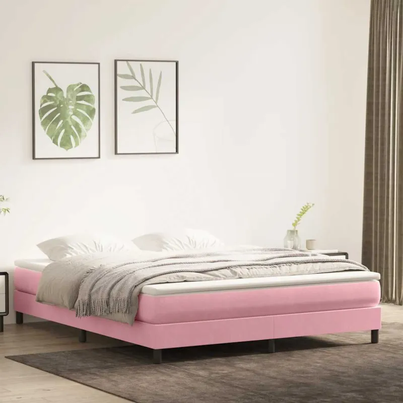 Box Spring Lova be čiužinio Rožinė 180x220 cm aksomas