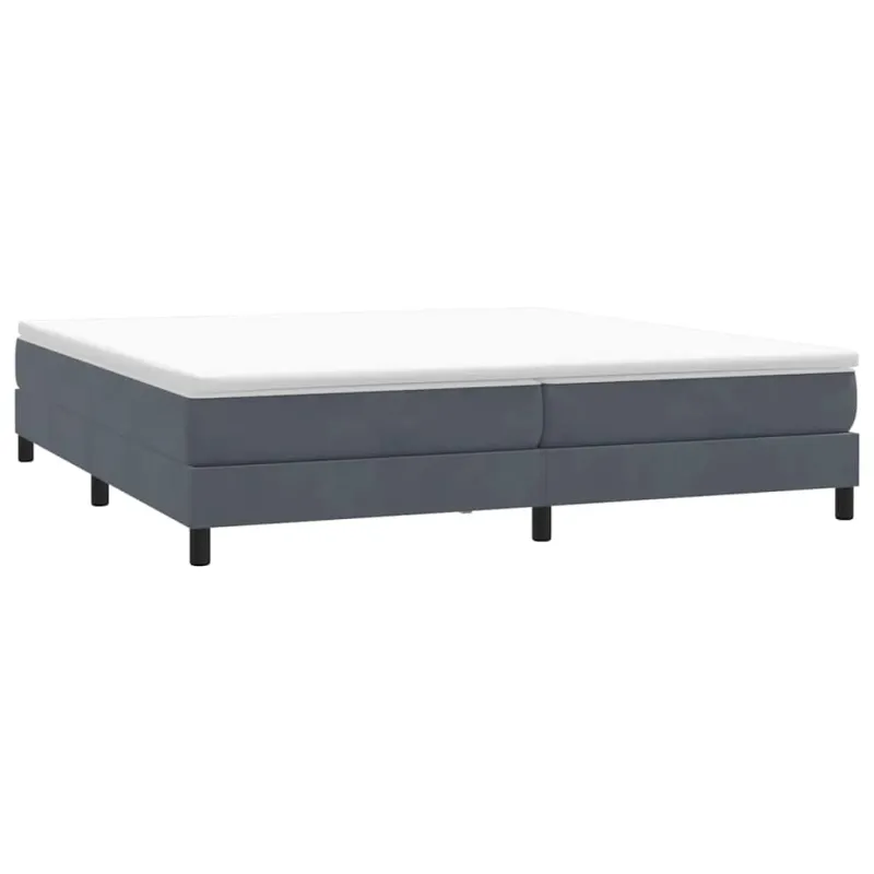 Box Spring Lova be čiužinio Tamsiai pilka 200x220 cm aksomas
