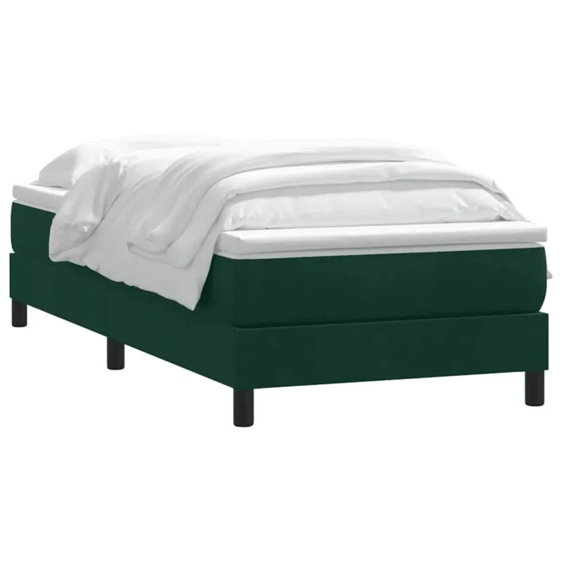 Box Spring Lova be čiužinio Tamsiai žalia 200x220 cm aksomas