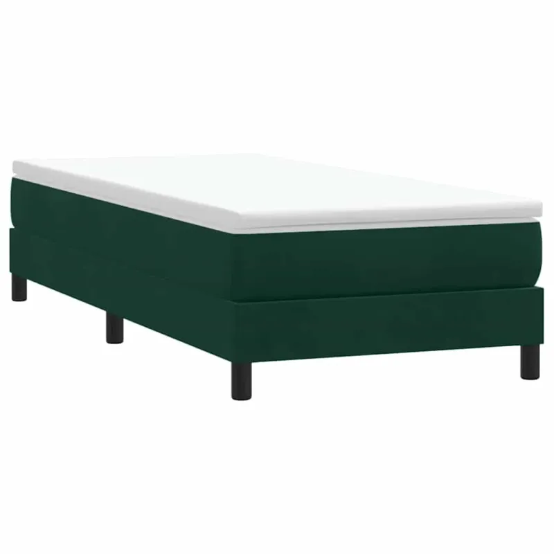 Box Spring Lova be čiužinio Tamsiai žalia 200x220 cm aksomas