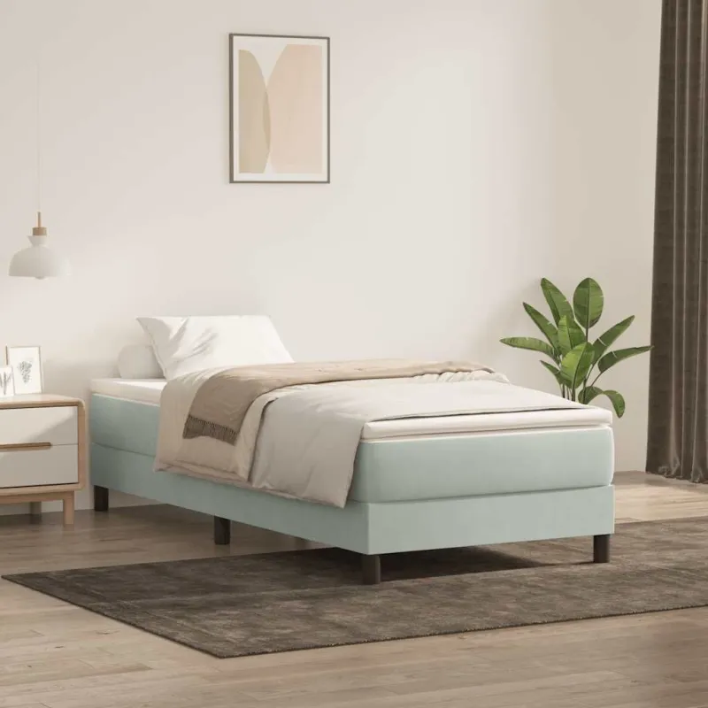 Box Spring Lova su čiužiniu Šviesiai pilka 90x210 cm Velvet