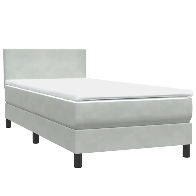 Box Spring Lova su čiužiniu Šviesiai pilka 90x210 cm Velvet