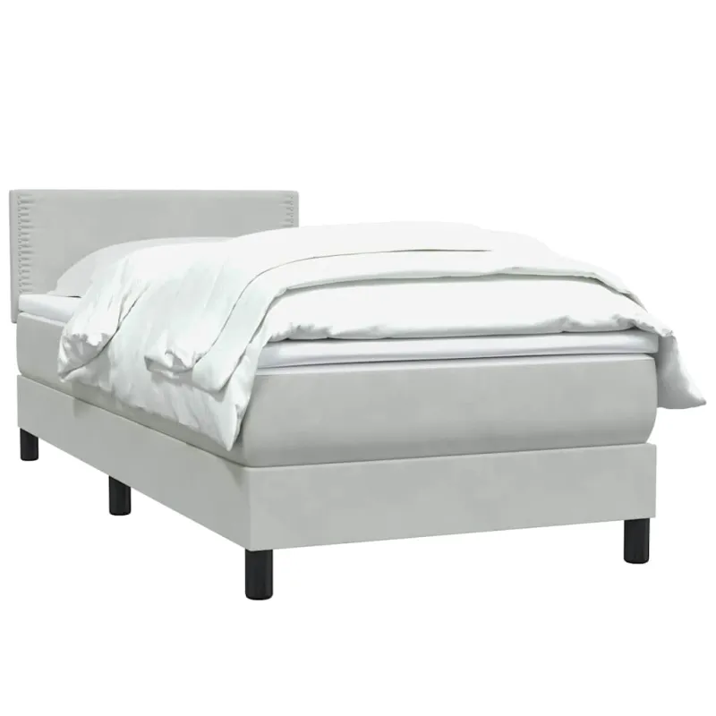 Box Spring Lova su čiužiniu Šviesiai pilka 90x210 cm Velvet