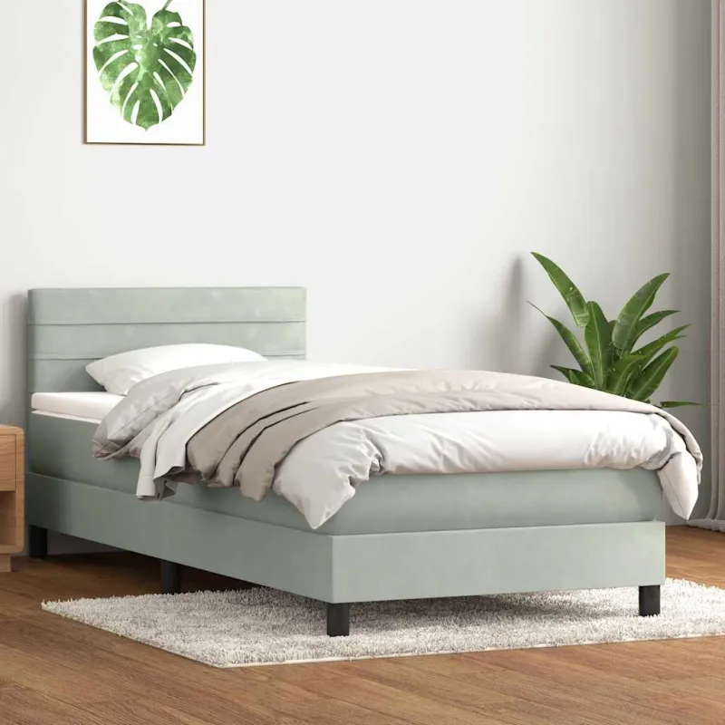 Box Spring Lova su čiužiniu Šviesiai pilka 90x210 cm Velvet